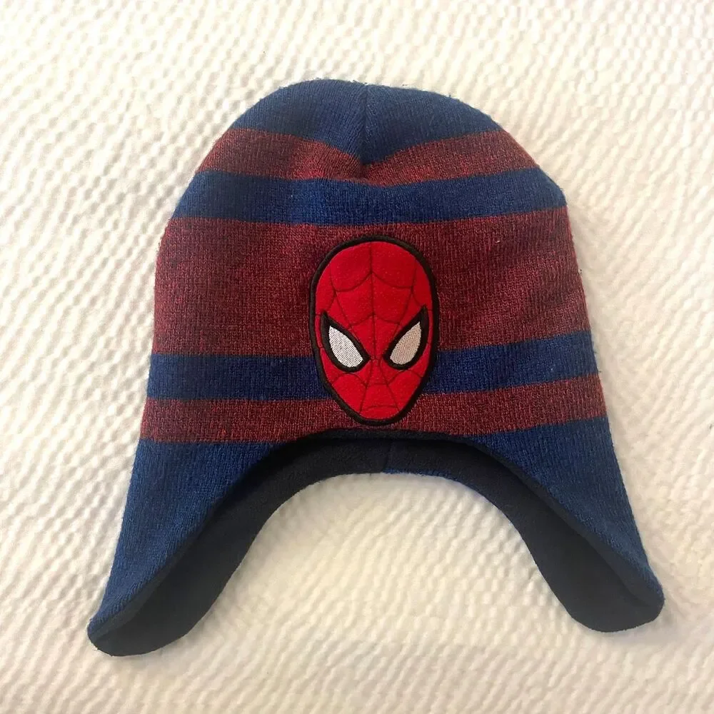 Marvel Spider-Man Kid boys' Winter Snow Warm knitted beanie hat ear flaps Cap